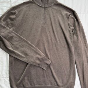 Suitsupply Silk Wool Cashmere Taupe Quarter Zip Sweater